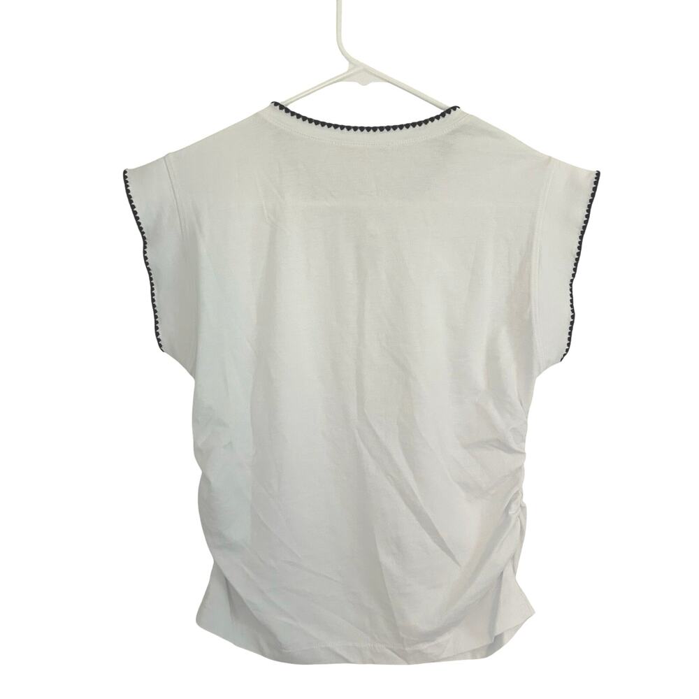 Madewell Women's Side Cinch Crewneck Stitching Detail White Tee Top XS New - Picture 7 of 9